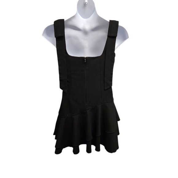 Elliatt Lucky Dress Medium Black Sleeveless Bow Accent Tiered Luxe Ponte Knit - Picture 3 of 11